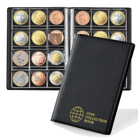 Coin Album Coin File Large Capacity 120 Pcs Pocket Size 3x3cm Coin Holder Coin Collecting Coins Coin Coin Coin Case Coin Collection File Storage Holder Black
