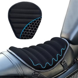 PhyiFlbey Motorcycle Shock-Absorbing Seat Cushion, Wave Honeycomb Structure, Breathable, Shock-Absorbing, Highly Flexible, Motorcycle Gel Seat Cushion for Long Rides