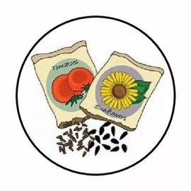 Homemade 48 SEED PACKETS ENVELOPE SEALS LABELS STICKERS 1.2" ROUND