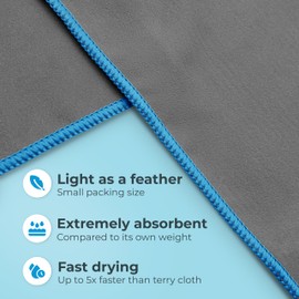 NirvanaShape microfiber towel 60 x 40 cm, lightweight compact travel towel - microfiber towel for travel, vacation, fitness - without corner pocket and pannier bag