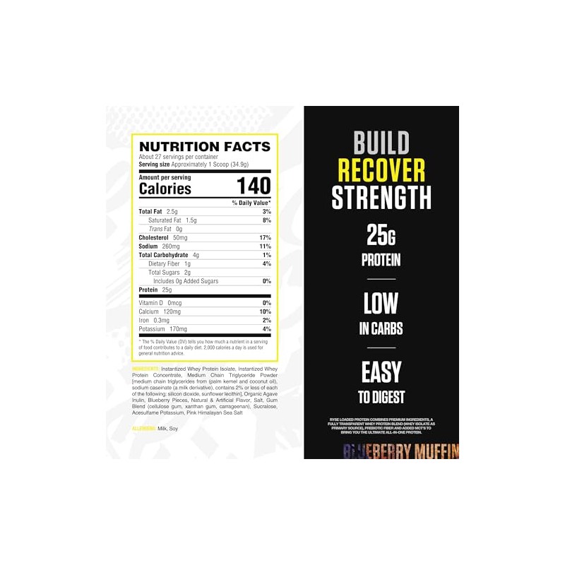 Ryse Loaded Protein Powder 25g Whey Protein Isolate Concentrate with