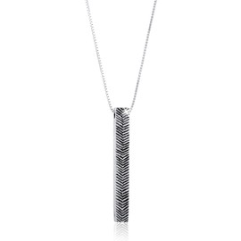 Kuzzoi Men's Necklace with Bar Pendant (40 mm) in Decorated Ornament Look, Solid Chain for Man or Boyfriend, Robust Chain Made of 925 Sterling Silver, Length 60 cm, Sterling Silver