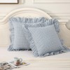 Silnuo Light Blue Plaid Ruffle Throw Pillow Covers Set of