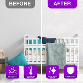 TORC White Glitter Paint Additive - Multi-Size Glitter Powder for Acrylic Paint, Walls, Wood Furniture & Crafts (200g/7oz) - Interior/Exterior Use on All Finishes