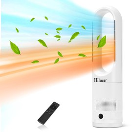 Hiluce All Season Bladeless Fan, 1400W Space Heater & 40W Tower Fan Combo with Remote,Installation Free 25dB Quiet Fans,Tip-Over Switch80°Oscillating, 8 Speeds, 9H Timer,22 inch