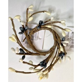 Unbranded Primitive Pip Berry Candle Ring Farmhouse White Gray 2" D