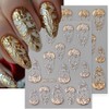 5D Embossed Flower Nail Art Stickers 3 Sheets Metallic Retro