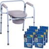 Carex 3-in-1 Folding Bedside Commode with 42 Pack Commode Liners