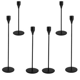 Candelabros para Velas Negros de Metal, Juego de Alturas Diferentes (23/28/33 cm), Portavelas Decorativos para Mesa, Ideal para Bodas, Navidad, Eventos y Decoración del Hogar (6)