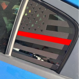 Xinghe for Dodge Charger 2011-2022, Rear Side Window American Flag Decals, 2pcs Matte Black USA Flag Decal for Truck Back Window, Waterproof Vinyl, Durable and Easy Remove Truck Decal (For Dodge Charger 2011-2022, Matte Black Thin Red Line)