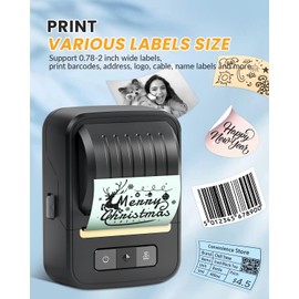 Byeodio N20 Portable Bluetooth Thermal Printer Inkless Label Maker Machine for Small Business, Home, Kitchen, School, Office Organization, Black