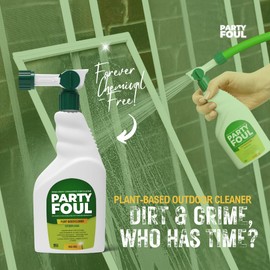 Party Foul Plant-Based Cleaner Spray | Eco-Friendly, Vegan Formula for Tiles, Counters, Granite, Metal, Glass, Wood & More | Natural I For Decks, Patios, BBQ Spills, Outdoor - 32 oz