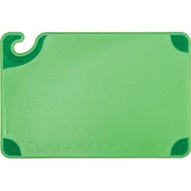 San Jamar Saf-T-Grip Plastic Cutting Board with Safety Hook, 12" x 18" x 0.5", Green