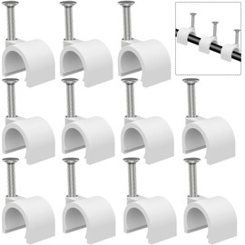Easytle Cable Clips 10mm Nail in Cable Holder Clip 100 Pcs Cable Wire Clips Cable Tacks Coax Speaker Clips Cable Nails for Cords Cable Clamps Ethernet Cord Clips RG6 RG59 CAT6 RJ45 Wall Wire Organizer