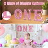 Ufurty Letras decorativas iluminadas, números de carpa LED rosa 'ONE',
