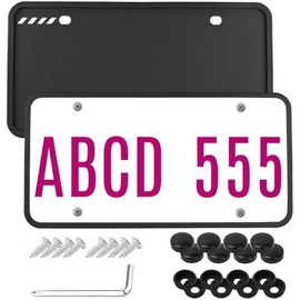 VEKENSEE 2 Pack Marco de Matrcula, Porta Placas de Silicona, Universal Soportes para MatrCula con Accesorios de Montaje para Auto, Antivibracin       