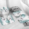 NBVKO 4PCS Rustic Teal Flower Farmhouse Shower Curtain Set,Waterproof Teal