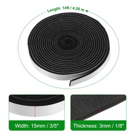 sourcing map Smoker Gasket Seals 14FT 3/5" x 1/8" High Temp Grill Gasket Replacement High Heat BBQ Gasket Tape BBQ Smoker Gasket Self Stick Felt for Smokers BBQ Lid