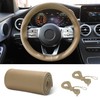 HEVLE Leather Steering Wheel Cover Lace Up, Stitch On Wrap,