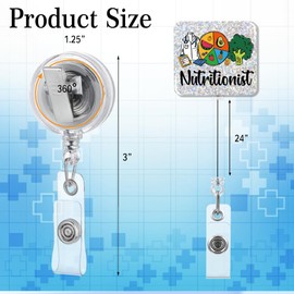 PUVOXHO Nutritionist Funny Glitter Badge Reel, Retractable Badge Holder with Alligator Clip for Registered Dietitian, Christmas Birthday Gifts for RD Nutritionist Healthcare Clinical Dietitian