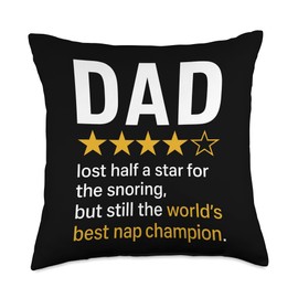 Dad Star Rating Funny Snoring Joke World’s Best Nap Champion Throw Pillow