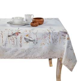 Maison d’Hermine Tablecloth, 100% Cotton, 160 cm x 220 cm, Decorative Tablecloth, Washable, Square Tablecloths for Mother's Day Gifts, Dining, Weddings, Meadow Florals - Beige - Spring/Summer