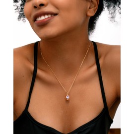 LOUHCY Birthstone Necklace for Women, Dainty 14K Gold Plated Oval Zircon Pendant Necklaces Simple Gold Necklaces for Women Birthday Gifts for Mom Wife Alexandrite