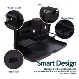 ZONETECH Multi-Functional Portable Foldable Car Backseat Tray Desk - Black Vehicle Table for Food, Meal, Snack, Laptop - Stay Organized When on The Go (1-Pack)