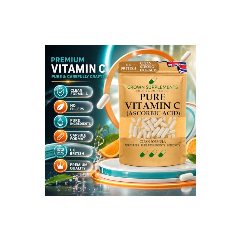 Pure Vitamin C Capsules Ascorbic Acid | Clean Supplements |