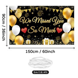 Koliphy We Missed You So Much Banner, Welcome Home Decoration, Welcome Back Banner, Welcome Back for Classroom, Family, Return, Family Celebrations Decoration (Black Gold)