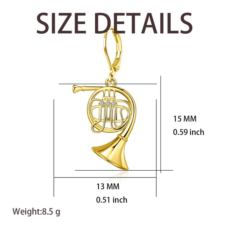 TALYKONG Gold Plated French Horn Earrings for Women Dangle