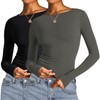 AKEWEI Womens 2 Pack Cropped Undershirt Long Sleeve Tight Fitted