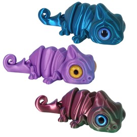 HYZSHL 3PCS 3D Tiere Chamäleon, Eidechse Spielzeug, Flexibel Bewegliche 3D Drucke, Ideal Für Büro, Schule, Zuhause Und Geschenke, Hochwertige Materialien