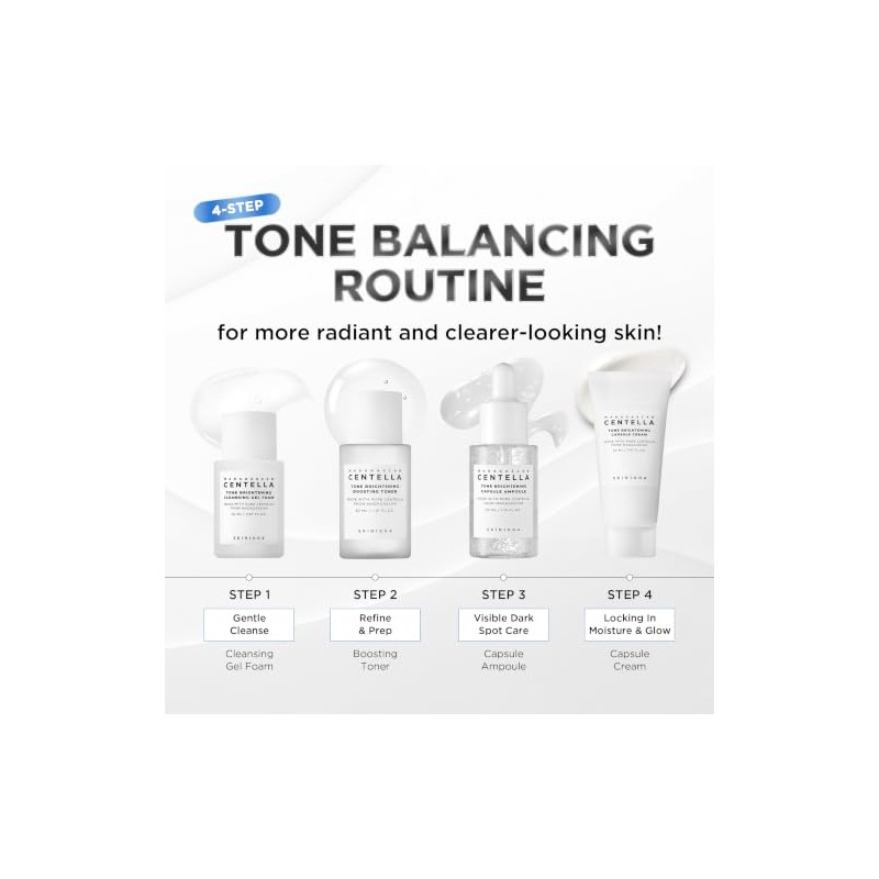 SKIN1004 Madagascar Centella Tone Brightening Travel Kit, con Tónico, Ampolla,