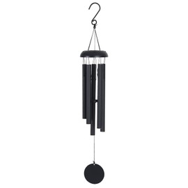 Dayard Campanillas de viento de tono profundo, campanillas de viento de metal grandes de 32 pulgadas con 5 tubos, melodía suave para decoración interior al aire libre
