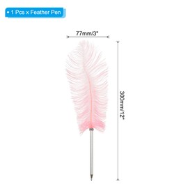 PATIKIL 30cm/12 Feather Ballpoint Pen, 1 Pcs Ink Vintage Quill Pen Refined Plated Dip Pen for Calligraphy Writing Signature Wedding Gift, Light Pink