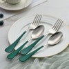 Onlycooker 24 piece Green Forks and Spoons Silverware Set,Green Handle