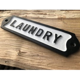 Antique Retro Handmade Laundry Iron Black Sign Plaque Washing UTILY Room Vintage
