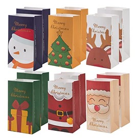 T-Miles12 Pack Bags (12 Tag Stickers), Christmas Candy Paper Bags, Bags, for Christmas Party Gifts, Birthday Gifts, Gifts, Party Supplies, Classrooms Decorations
