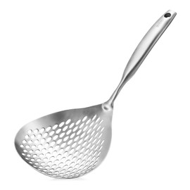 Large Stainless Steel Strainer Large Colander Spoon Skimmer Slotted Spoon with Hanging Holes and Handle Skimmer Strainer for Kitchen Cooking and Frying Draining (Sliver)