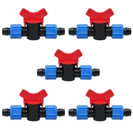 Feelers Drip Irrigation Barbed Shut Off Valve, 1/2 Inch Drip Tubing Coupling Valve Connector Locking Fitting Compatible with 16-17mm Drip Tape Tube Sprinkler System(Pack of 5)