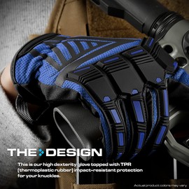 Glove Station - Impulse Guard Tactical Gloves for Men - Touch Screen Working Gloves Ideal for Sports & Outdoors, Motorcycle and Hunting - Blue, Large