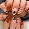 24Pcs Fall Press On Nails Medium Almond Thanksgiving Fake Nails