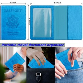 Sky Blue & Red Passport Holder Wallet Cover Case for Family Women Men, Cruise Essentials Travel Must Haves Passport Book Protector