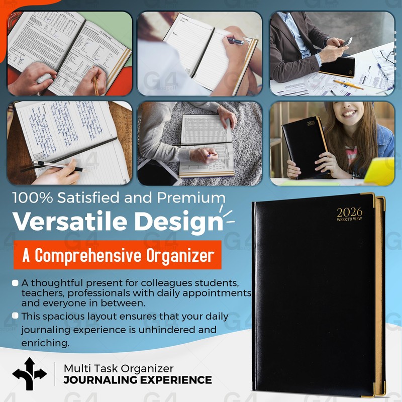 G4GADGET 2026 A4 Diary Week to View – Black |