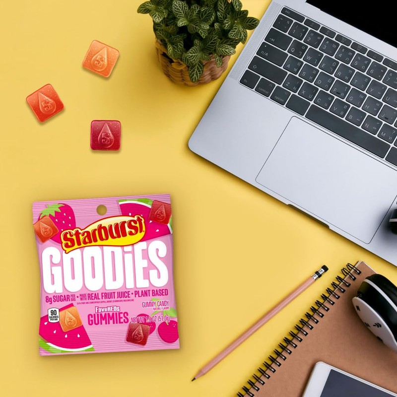 STARBURST GOODIES FaveREDS Plant-Based Fruit Gummy Candy, 1.8 Oz Bag,