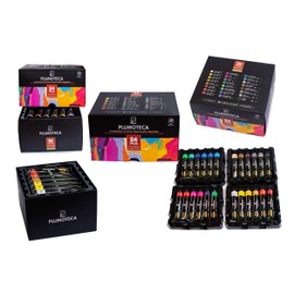 PLUMOTECA Pintura Acrilica Profesionales Set de 24x22ml Arte Con Pinceles Pintar Lienzo Tela Madera Vidrio Textil Caballete Pinturas Acrilicas Artisticas Kit Niño Para Acrilico