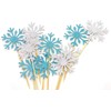 Confetti! - Snow Flake Cupcake Toppers Toothpicks, Sliver/Blue/Snow (Pack of