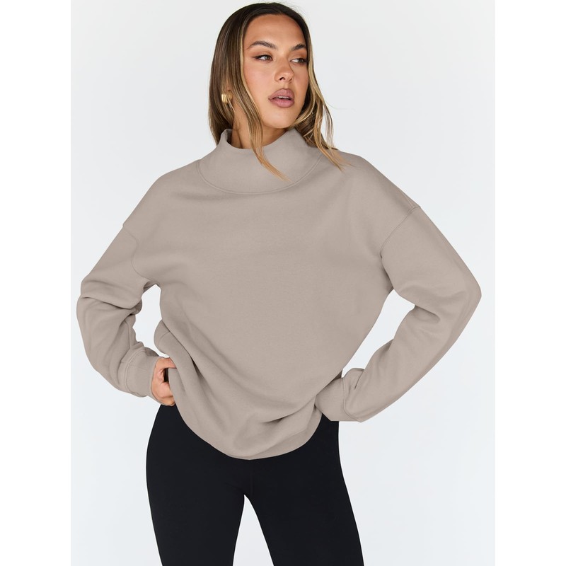Trendy Queen Womens Oversized Sweatshirts Turtleneck Pullover Long Sleeve Hoodies