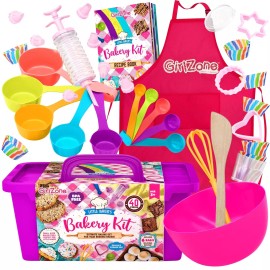 GirlZone Little Baker's Bakery Set with Baking Utensils, Apron and Recipes - 40 Pieces